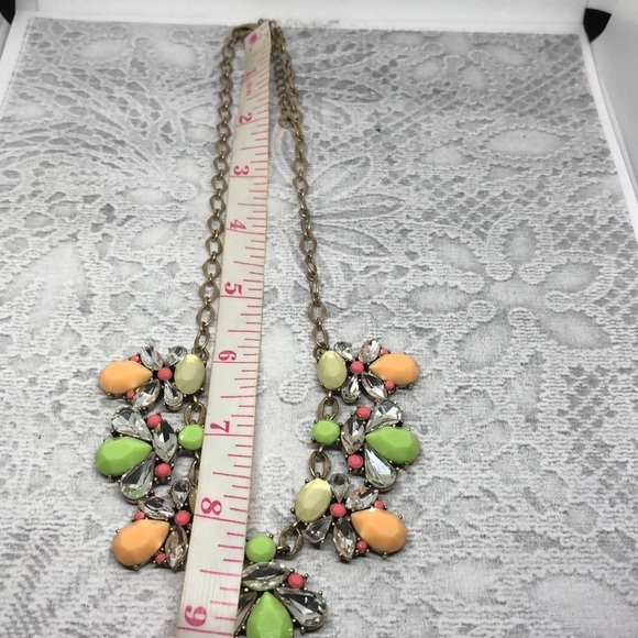 Loft bejeweled vibrant colorful statement necklace dressy costume jewelry. - Picture 5 of 5